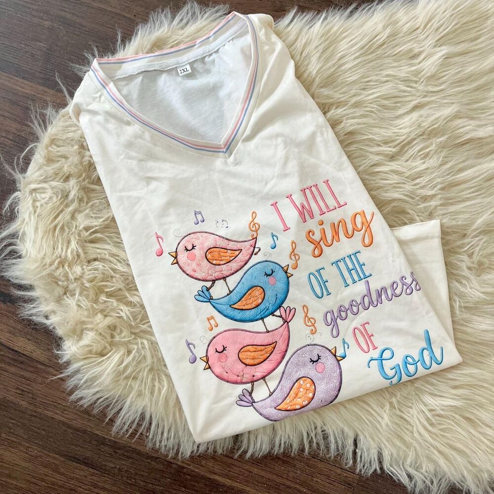 Nwot White "I will Sing of the Goodness of God" Christian T-shirt Size 2XL